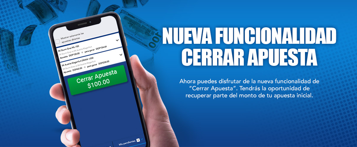 Ahora puedes disfrutar de la nueva funcionalidad de Cerrar Apuesta.Tendrás la oportunidad de recuperar parte del monto de tu apuesta inicial.